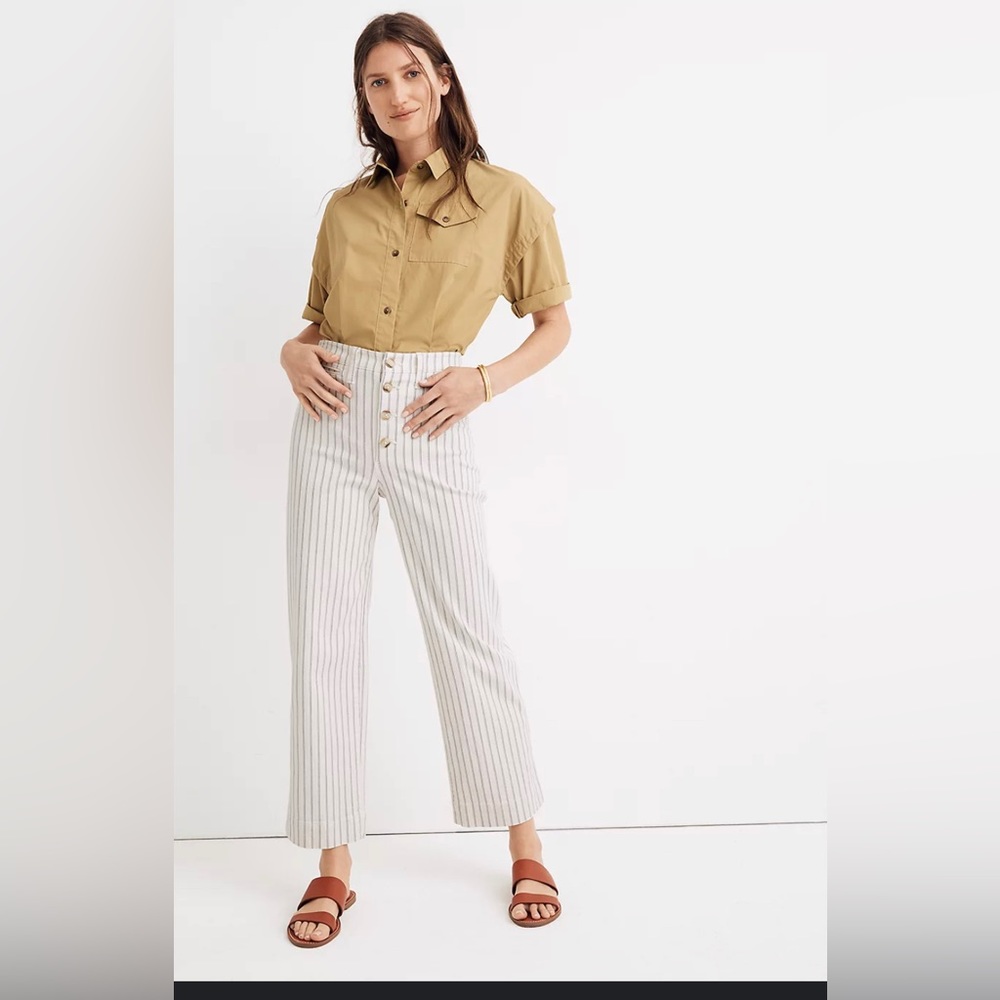 Madewell Slim Emmett Wide-Leg Crop Striped Pants